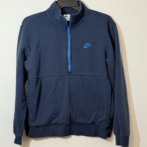 Nike Navy Blue Half Zip Sweatshirt Pullover Kangaroo Pocket - Men’s Medium